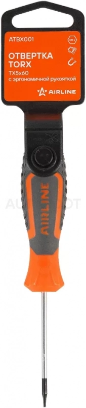 Отвертка TORX TX5x60, магнитный наконечник, пласт.подвес - Артикул ATBX001 - Производитель Airline - Фото, Отзывы, Цены