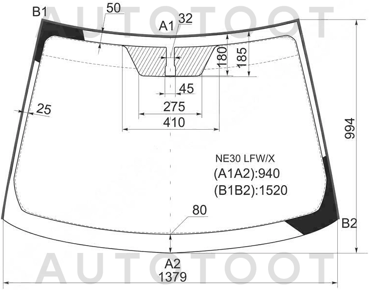 Стекло лобовое в клей -  для TOYOTA AURIS