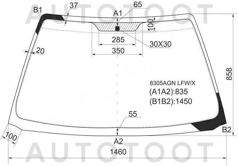 Стекло лобовое в клей -  для TOYOTA AVENSIS, TOYOTA CALDINA