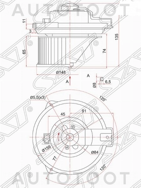 Мотор отопителя салона (правый руль) -ST79310SX0003 Sat для HONDA CR-V, HONDA ODYSSEY