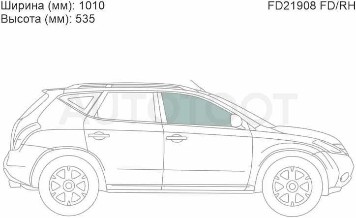 Стекло боковое опускное (Спереди/ Справа/ Цвет зеленый) Nissan Murano 02-08