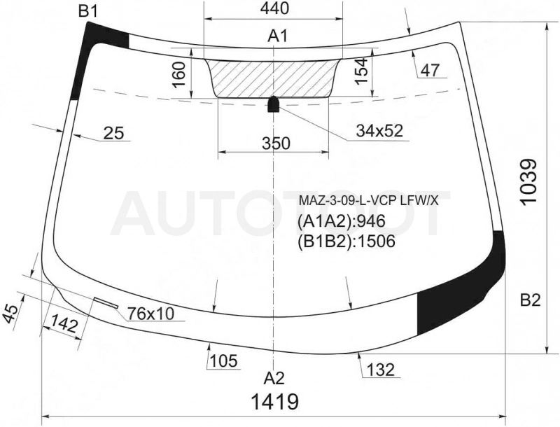 Стекло лобовое в клей -  для MAZDA 3 (AXELA)