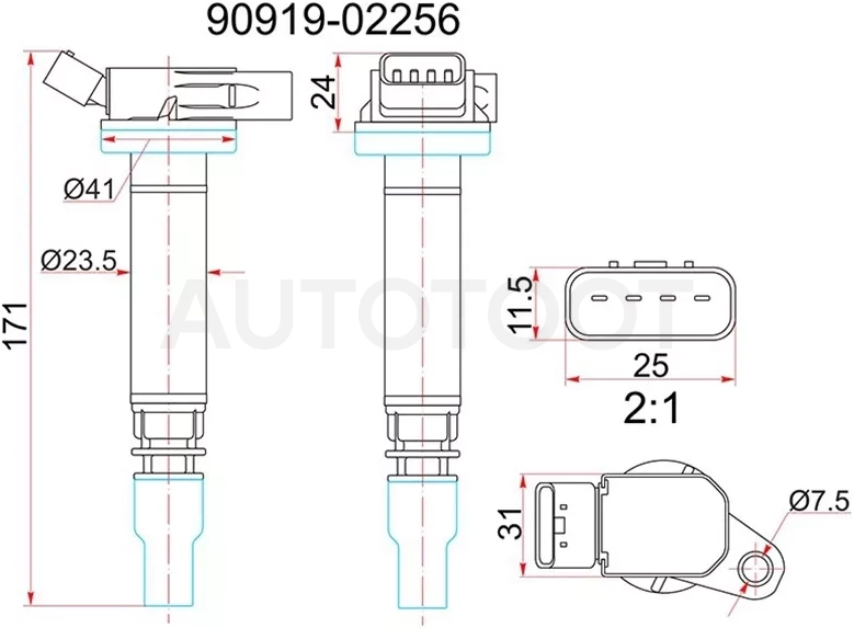 Катушка зажигания TOYOTA 2,3GR#, 3UR# 2ARFXE, 05 - Артикул ST9091902256 - Производитель Sat - Фото, Отзывы, Цены