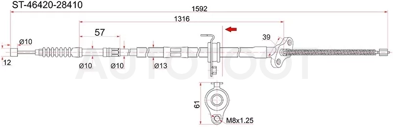 Трос ручника TY TownAce Noah 4WD CR5#/SR5# RH - Артикул ST4642028410 - Производитель Sat - Фото, Отзывы, Цены