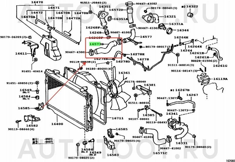 Патрубок системы охлаждения -  для TOYOTA LAND CRUISER