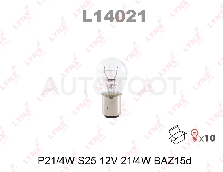 Лампа P21/4W 12V BAZ15D LYNXauto