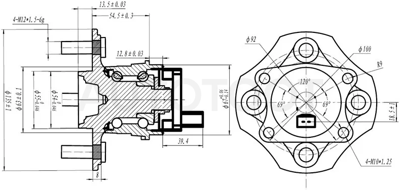 Ступичный узел задн. TOYOTA VITZ/PLATZ/FUN CARGO/IST 99-05 (c ABS)
