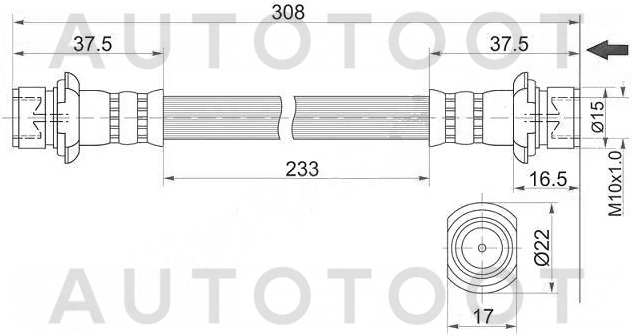 Шланг тормозной задний левый внутренний -ST9094702F41 Sat для TOYOTA LAND CRUISER