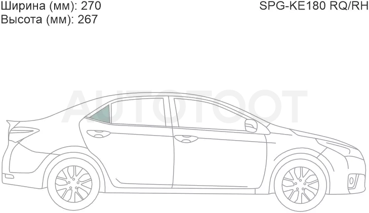 Стекло кузова боковое (не опускное) (Справа/ Цвет зеленый) Toyota Corolla (E180) 12-19
