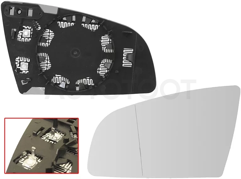 Полотно зеркала Audi A3 03-08 / A4 00-09 / A6 04-08 (Слева/ Обогрев/ асферическое)
