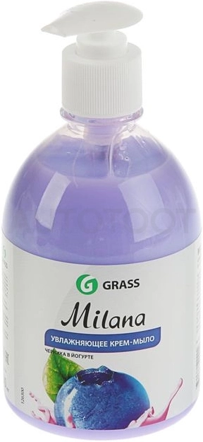 Мыло жидкое GRASS Milana черника в йогурте с дозатором 500мл