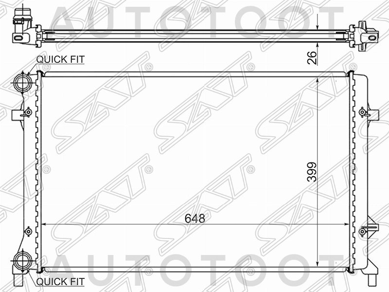 Радиатор охлаждения (648х339) -PRS3597 Patron для SKODA OCTAVIA, VOLKSWAGEN GOLF, VOLKSWAGEN PASSAT, AUDI A3, SKODA YETI