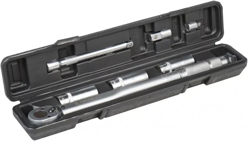 Ключ динамометрический 3/8" 19-110Нм,набор 7 пр(адапт1/4"1/2"голов14,17,19удл150), кейс