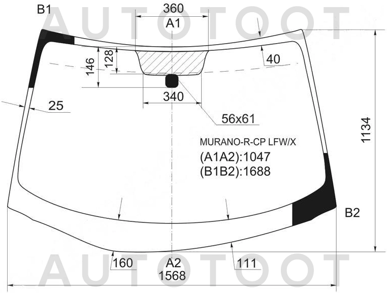 Стекло лобовое в клей -  для NISSAN MURANO