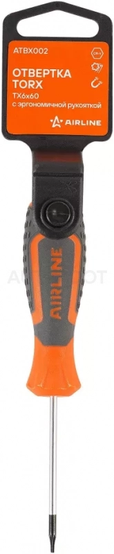 Отвертка TORX TX6x60, магнитный наконечник, пласт.подвес - Артикул ATBX002 - Производитель Airline - Фото, Отзывы, Цены