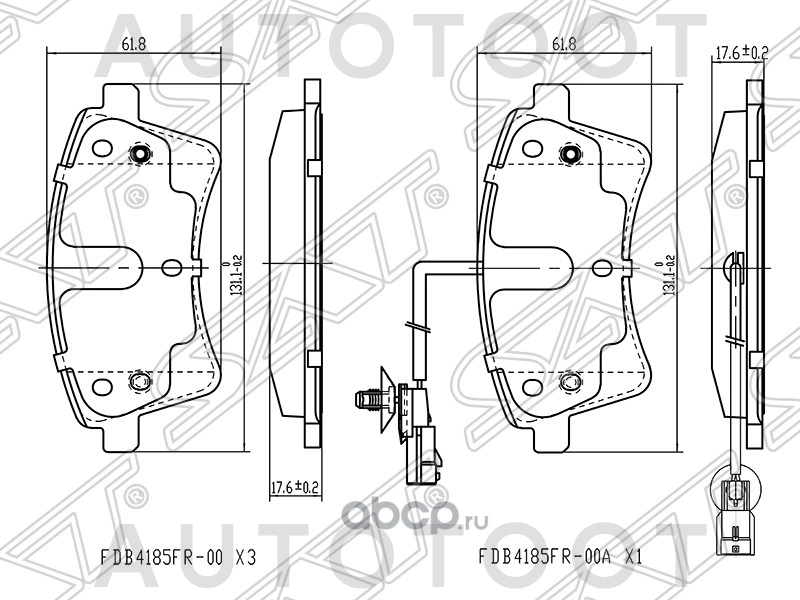 Колодки тормозные передние (с датчиком износа) -ST410605649R Sat для RENAULT KANGOO