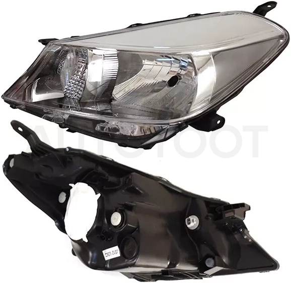 Фара Toyota Vitz 10-14 / Yaris 10-14 (Слева/ Галоген/ Ручная регулировка/ тёмная)