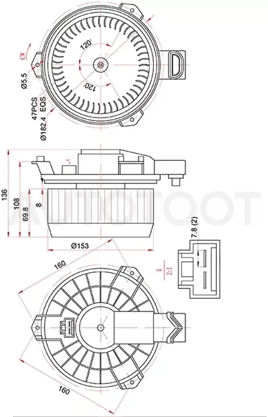 Мотор отопителя салона (Правый руль) Toyota Allion (T260) 07-16 / Corolla 12-16