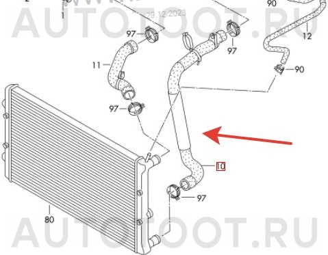 Патрубок радиатора нижний -ST6R0122051K Sat для VOLKSWAGEN POLO, VOLKSWAGEN JETTA, SKODA RAPID