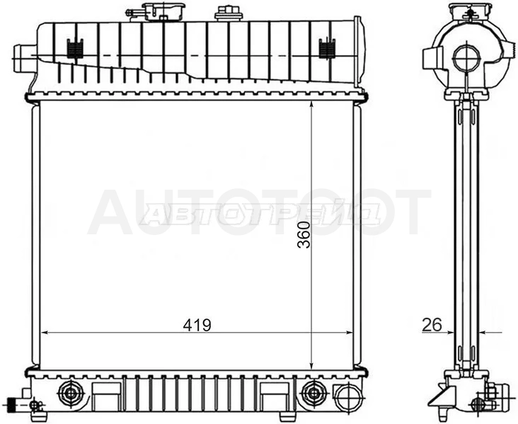 Радиатор Mercedes-Benz C-Class 93-01 / E-Class 84-03 / A-Class 97-04 / CLK-Class 97-02