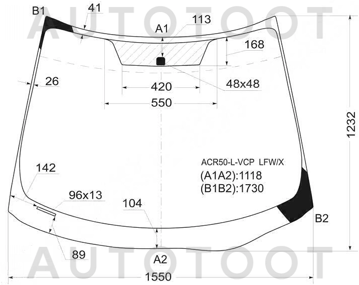 Стекло лобовое в клей -  для TOYOTA ESTIMA
