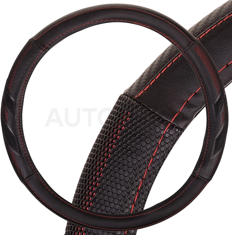 Оплетка SKYWAY Racer-3 M Черно/Красная экокожа