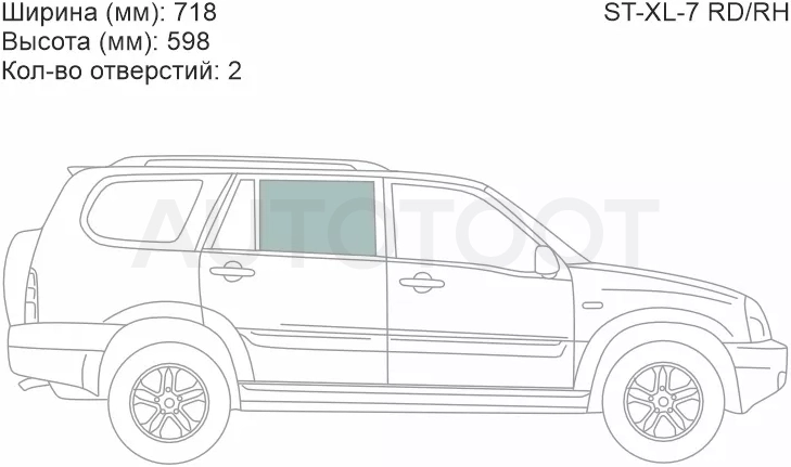 Стекло боковое опускное (Сзади/ Справа/ Цвет зеленый) Suzuki Grand Vitara XL-7 01-06 / XL7 06-09