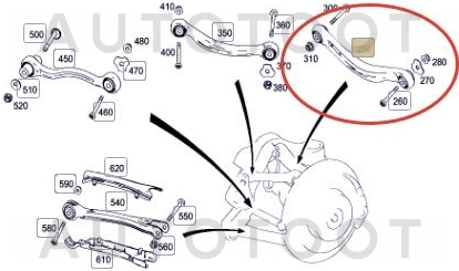 Рычаг задний поперечный верхний правый -3625101 Lemfoerder для MERCEDES C-CLASS, MERCEDES E-CLASS