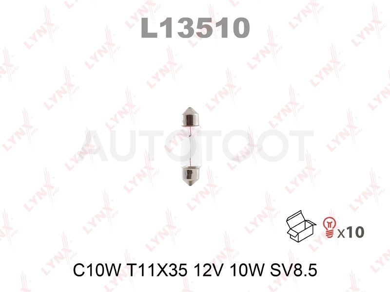 Лампа C10W LYNXauto 12V SV8.5 T11X35