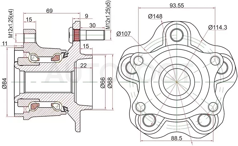 Ступичный узел задн. NISSAN QASHQAI 06-/X-TRAIL 07- 4WD - Артикул ST43202JG200 - Производитель Sat - Фото, Отзывы, Цены
