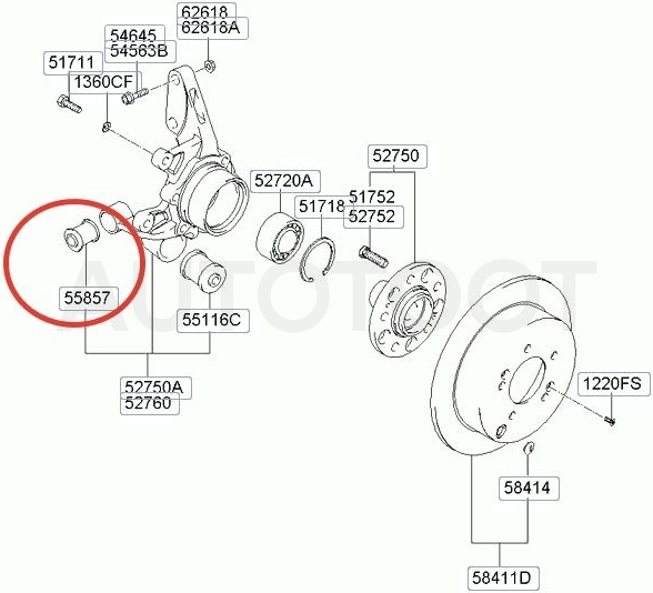 Сайлентблок задней поперечной тяги наружный 4WD/ DISC-15 INCH