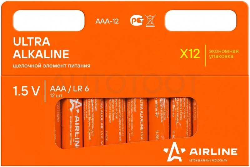 Батарейки LR03/AAA щелочные 12 шт. (мизинчиковые) - Артикул AAA12 - Производитель Airline - Фото, Отзывы, Цены