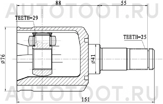 Шрус внутренний А/Т (25-29 шлицев) -MI740 Sat для MITSUBISHI LANCER, MITSUBISHI COLT
