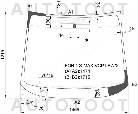 Cтекло лобовое в клей -  для FORD S-MAX