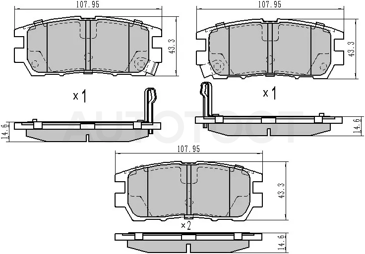 Колодки тормозные (Сзади) Mitsubishi Delica 94-07 / Pajero 91-00 / Pajero Sport 96-08 / Hyundai Galloper 97-03 / Mitsubishi L300 87-98 / L400 94-06 / Lancer Evolution 94-01 / Montero 91-99