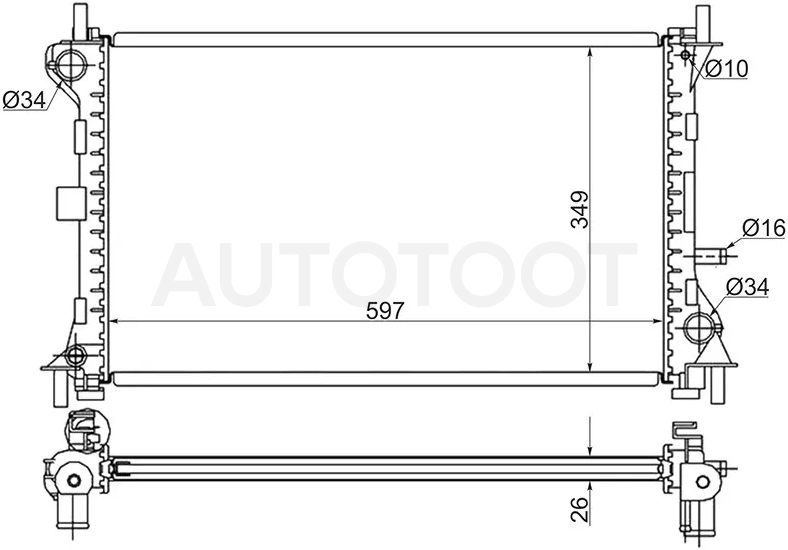 Радиатор Ford Focus 98-04 - Артикул SGFD0001R - Производитель Sat - Фото, Отзывы, Цены