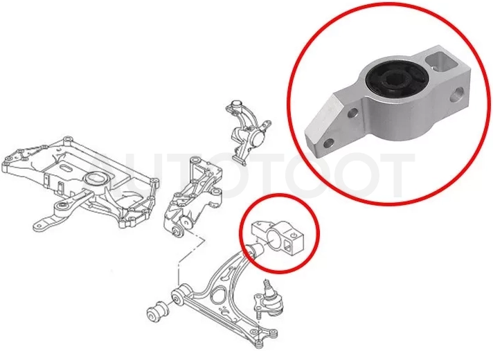 Сайлентблок рычага Audi A3 03-13 / Q3 11-19 (Сзади/ Слева) - Артикул ST1K0199231J - Производитель Sat - Фото, Отзывы, Цены