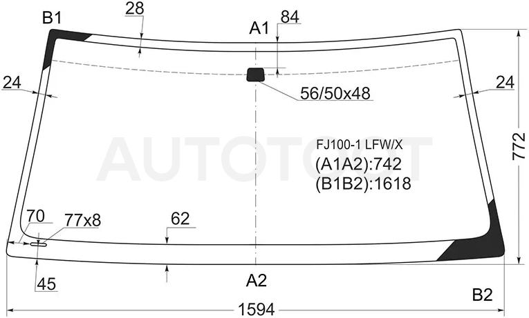 Стекло лобовое Toyota Land Cruiser (J100) 98-07 / Lexus LX 98-07