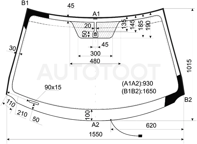 Стекло лобовое (Обогрев щеток) Toyota Highlander 07-13 / Kluger V 07-13