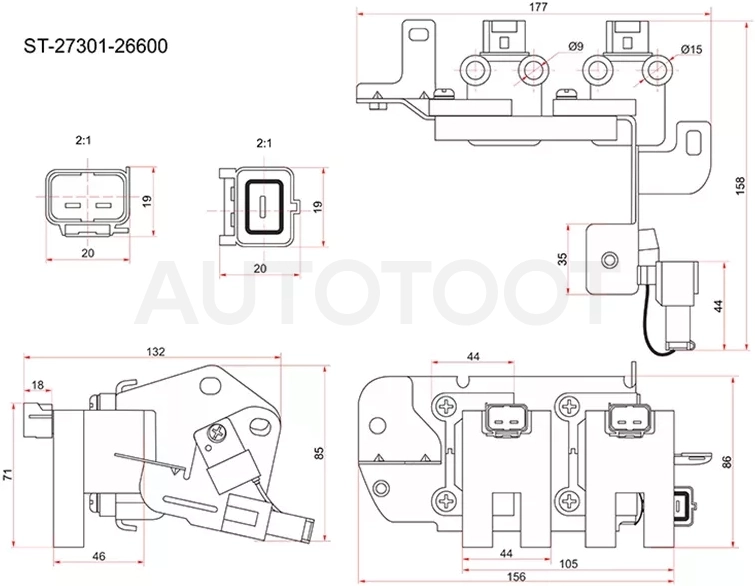 Катушка зажигания HYUNDAI ACCENT 05-10/ELANTRA 00-06/KIA CERATO 04-09 G4ED - Артикул ST2730126600 - Производитель Sat - Фото, Отзывы, Цены