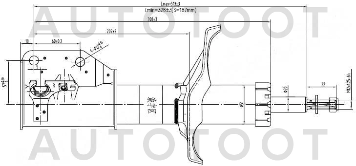 Амортизатор передний правый -STB25D34700 Sat для MAZDA 323 (FAMILIA), MAZDA 5 (PREMACY)