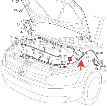 Трос капота задний -ST6R0823535 Sat для VOLKSWAGEN POLO