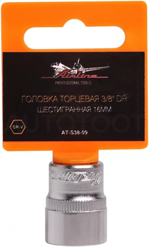 Головка торцевая 3/8" шестигранная 16мм пласт.подвес - Артикул ATS3809 - Производитель Airline - Фото, Отзывы, Цены