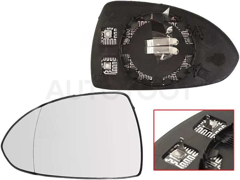 Полотно зеркала Opel Corsa 06-14 (Слева/ Обогрев/ асферическое)