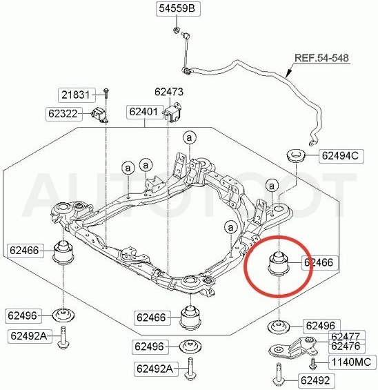 Сайлентблок переднего подрамника 4WD -GBUH183 Onnuri для KIA SPORTAGE, HYUNDAI TUCSON