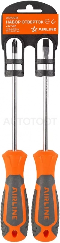 Набор отвёрток 2 пр. (SL6x125mm, PH2x125mm), пласт.подвес - Артикул ATAU012 - Производитель Airline - Фото, Отзывы, Цены