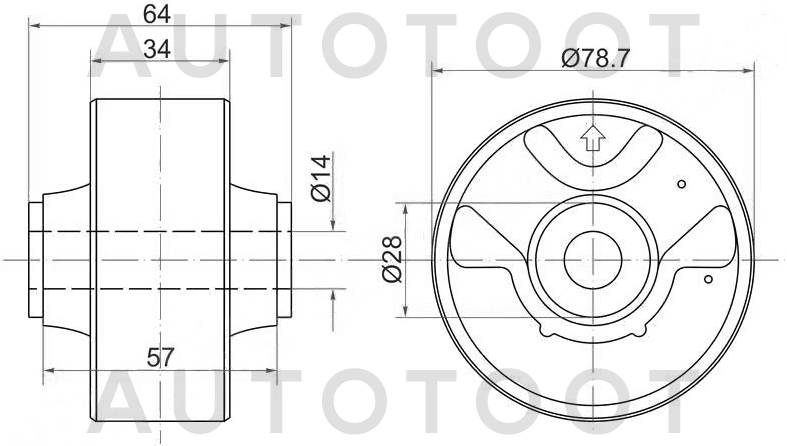 Картридж кронштейна крепления заднего дифференциала -  для TOYOTA ESTIMA, TOYOTA IPSUM, TOYOTA NADIA, TOYOTA PICNIC, TOYOTA NOAH, TOYOTA VOXY