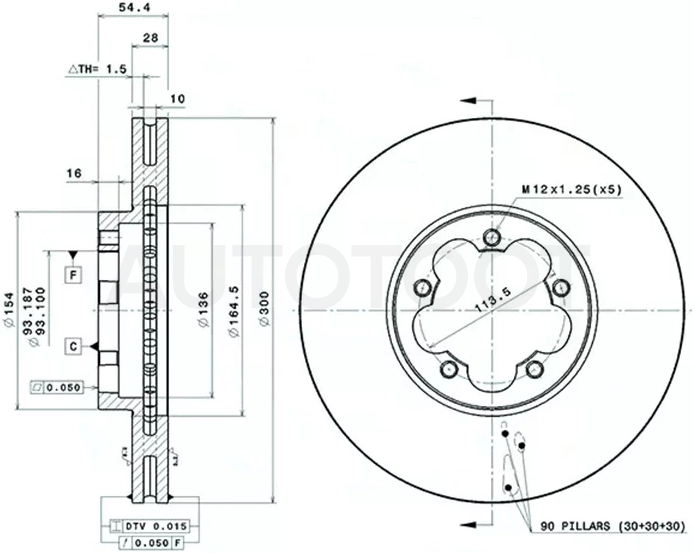 Диск тормозной (Перед) Ford Transit 06-20 / Tourneo Connect 02-13