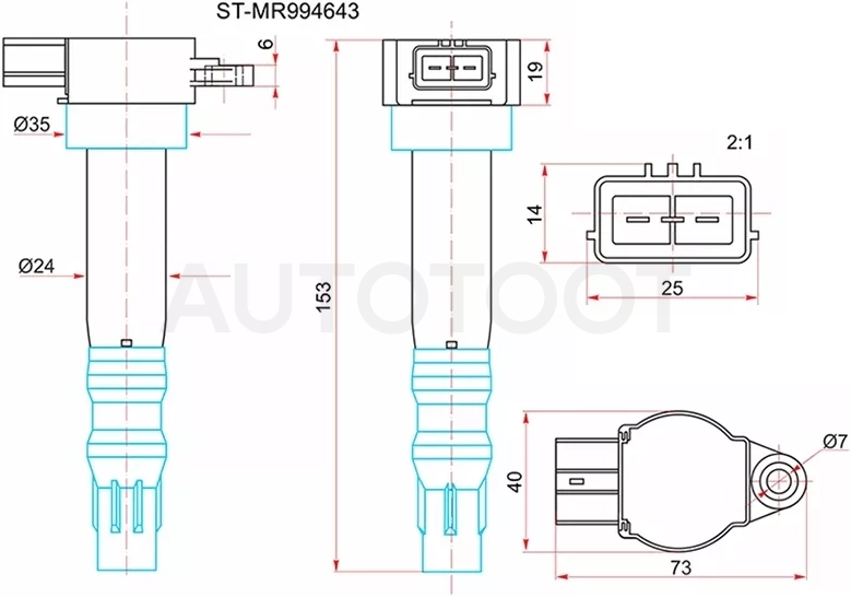 Катушка зажигания MITSUBISHI OUTLANDER CU#W 03-08 4G69 - Артикул STMR994643 - Производитель Sat - Фото, Отзывы, Цены