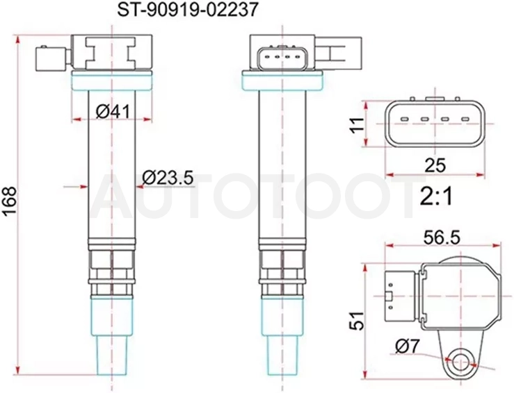 Катушка зажигания TOYOTA 3RZ# RZN18#/21#/RZJ12#/RCH#/LY230/280/RZU28#/3##/400